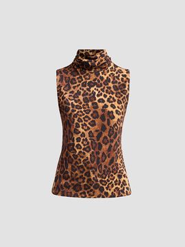 L'AGENCE Women's Ceci Leopard-Print Sleeveless Top