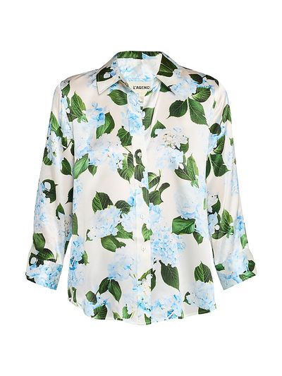 L'AGENCE Women's Dani Hydrangea Silk Blouse