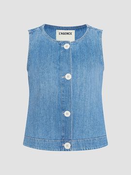 L'AGENCE Women's Foster Denim Sleeveless Top