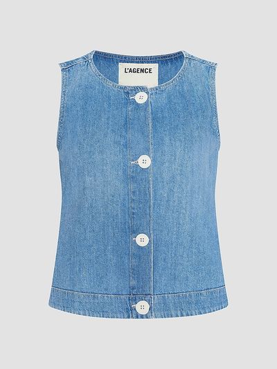 L'AGENCE Women's Foster Denim Sleeveless Top