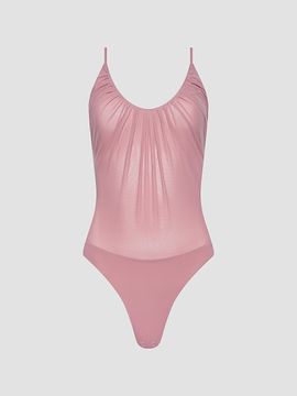 L'AGENCE Women's Gelina Sheer Ruched Bodysuit