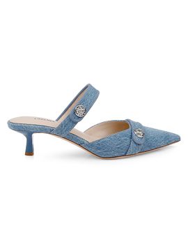L'AGENCE Women's Gilliane 50MM Denim & Suede Mules