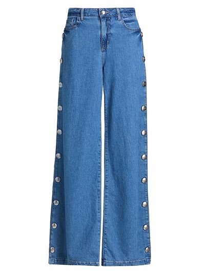 L'AGENCE Women's Jennings Side-Snap High-Rise Wide-Leg Jeans