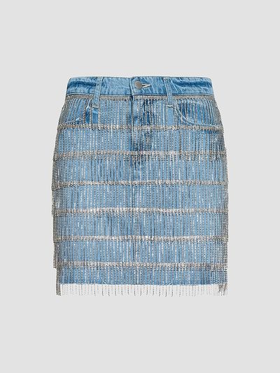 L'AGENCE Women's Jolene Crystal-Fringe Mini Skirt