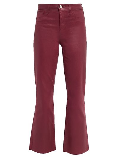 L'AGENCE Women's Kendra Coated High-Rise Crop Flare Pants