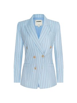 L'AGENCE Women's Kyomi Pinstriped Double-Breasted Blazer