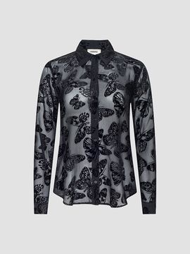 L'AGENCE Women's Laurent Flocked Sheer Blouse