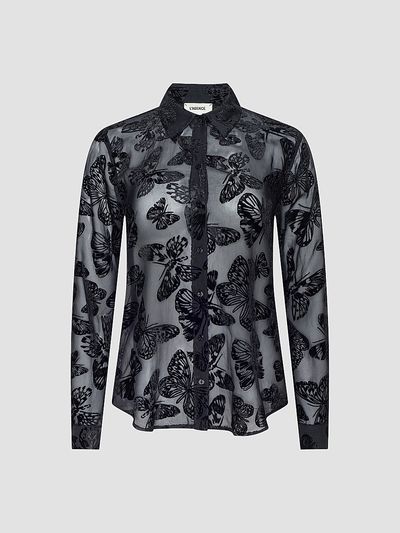 L'AGENCE Women's Laurent Flocked Sheer Blouse