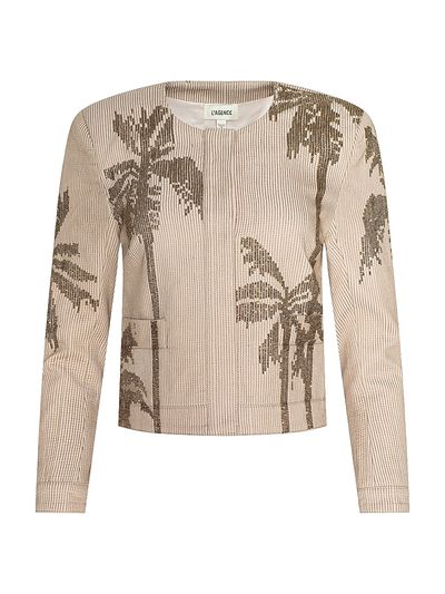 L'AGENCE Women's Lian Palm Tree Beaded Cotton Jacket