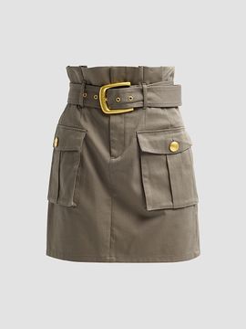 L'AGENCE Women's Maelis Paperbag Cotton Mini Skirt