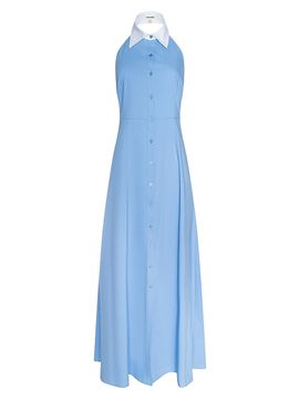 L'AGENCE Women's Maurie Cotton Poplin Halter Maxi Dress
