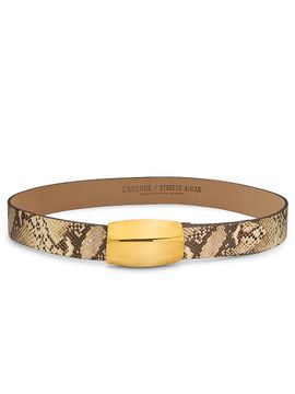 L'AGENCE Women's Milou Snakeskin-Embossed Leather Belt