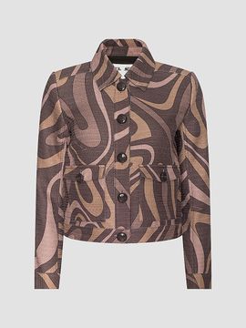 L'AGENCE Women's Nyx Abstract Cotton Crop Jacket