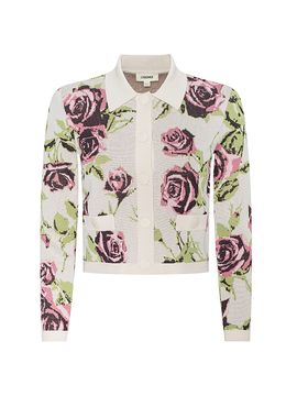 L'AGENCE Women's Osiris Jacquard Collared Cardigan