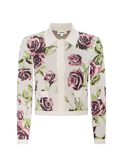 L'AGENCE Women's Osiris Jacquard Collared Cardigan