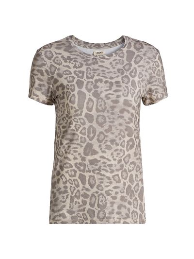 L'AGENCE Women's Ressi Leopard Print Crewneck T-Shirt