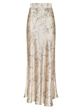 L'AGENCE Women's Ryker Horsebit Chain-Print Silk Maxi Skirt