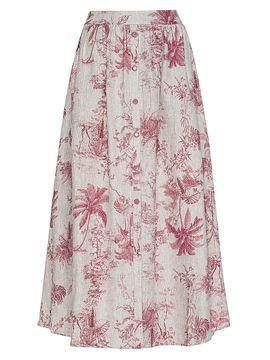 L'AGENCE Women's Seina Floral Linen Midi-Skirt