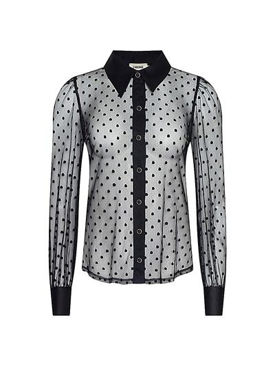 L'AGENCE Women's Sophie Sheer Swiss Dot Blouse