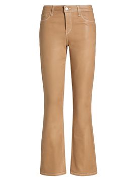 L'AGENCE Women's Tati Coated High-Rise Boot-Cut Crop Jeans