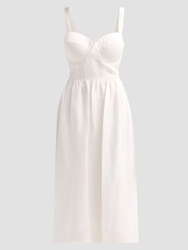 L'AGENCE Women's Tiani Bustier Linen-Blend Midi Dress