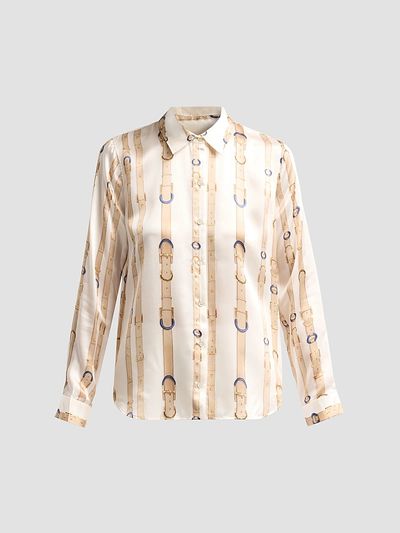 L'AGENCE Women's Tyler Belt Print Silk Blouse