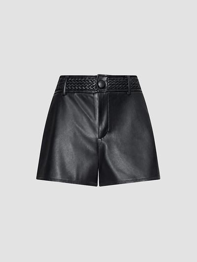L'AGENCE Women's Virelle Braided-Waistband Faux-Leather Shorts