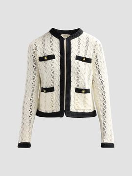 L'AGENCE Women's Zephyra Pointelle-Knit Cardigan