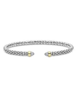 Lagos Lagos 14K Yellow Gold & Sterling Silver Signature Caviar Diamond Cuff Bracelet, 0.05 tcw