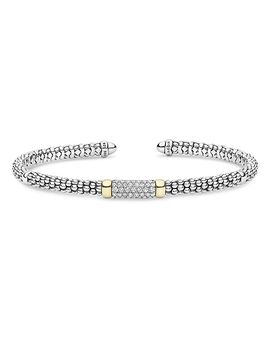 Lagos Lagos 14K Yellow Gold & Sterling Silver Signature Caviar Diamond Cuff Bracelet, 0.28 tcw
