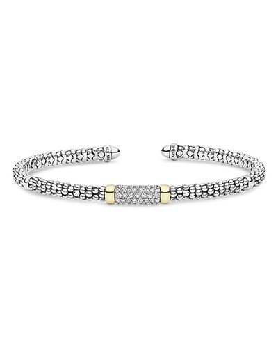Lagos Lagos 14K Yellow Gold & Sterling Silver Signature Caviar Diamond Cuff Bracelet, 0.28 tcw