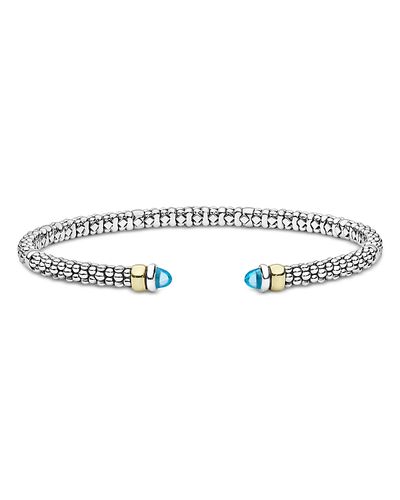 Lagos Lagos 14K Yellow Gold & Sterling Silver Signature Caviar Gemstone Cuff Bracelet