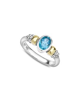 Lagos Lagos 14K Yellow Gold & Sterling Silver Signature Caviar Topaz Oval Ring