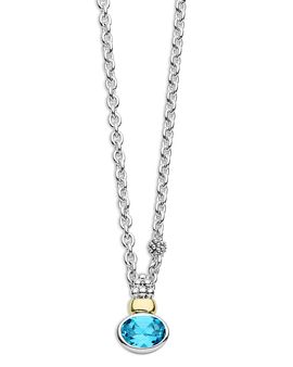 Lagos Lagos 14K Yellow Gold & Sterling Silver Signature Caviar Topaz Pendant Necklace, 18