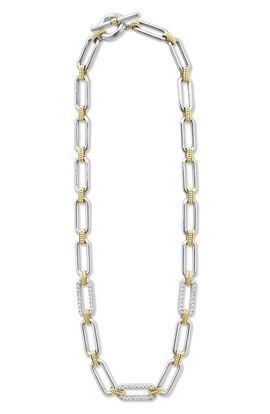 LAGOS LAGOS 18k Gold & Sterling Silver Diamond Link Necklace
