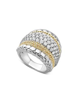 Lagos Lagos 18K Gold and Sterling Silver Diamond Lux Large Ring