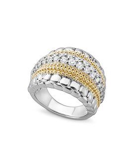 Lagos Lagos 18K Gold and Sterling Silver Diamond Lux Ring