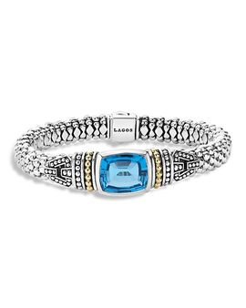 Lagos Lagos 18K Gold and Sterling Silver Rittenhouse Bracelet with Swiss Blue Topaz