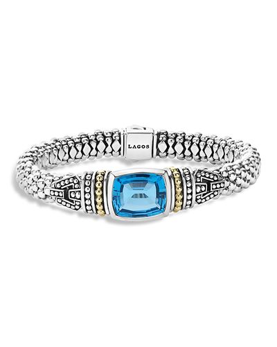 Lagos Lagos 18K Gold and Sterling Silver Rittenhouse Bracelet with Swiss Blue Topaz