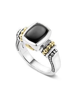 Lagos Lagos 18K Gold and Sterling Silver Rittenhouse Small Onyx Small Ring