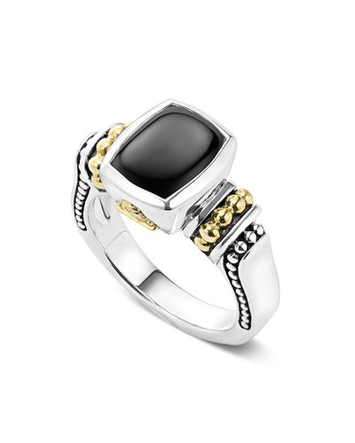 Lagos Lagos 18K Gold and Sterling Silver Rittenhouse Small Onyx Small Ring