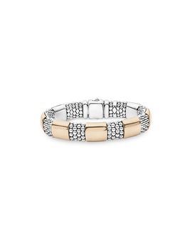 Lagos Lagos 18K Rose Gold & Sterling Silver High Bar Logo Crest Statement Bracelet