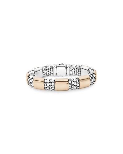 Lagos Lagos 18K Rose Gold & Sterling Silver High Bar Logo Crest Statement Bracelet