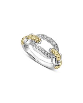 Lagos Lagos 18K Yellow Gold & Sterling Silver Caviar Lux Diamond Clip Ring