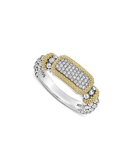 Lagos Lagos 18K Yellow Gold & Sterling Silver Caviar Lux Diamond Clip Ring, 0.2 tcw