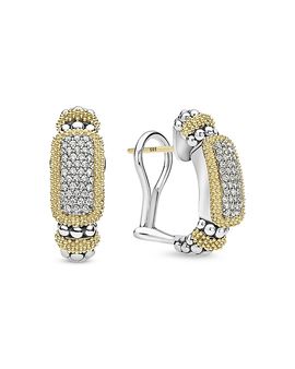 Lagos Lagos 18K Yellow Gold & Sterling Silver Caviar Lux Diamond Huggie Hoop Earrings, 0.41 tcw