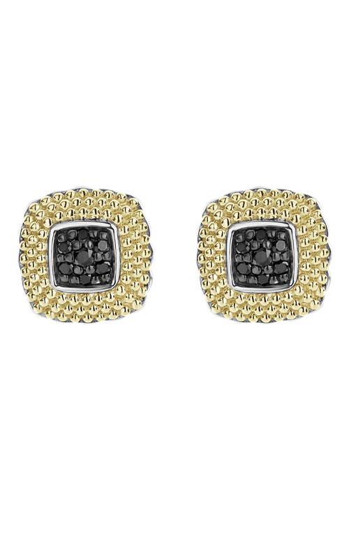LAGOS Lagos 18K Yellow Gold & Sterling Silver Diamond Lux Black Diamond Square Stud Earrings - 0.17 ctw