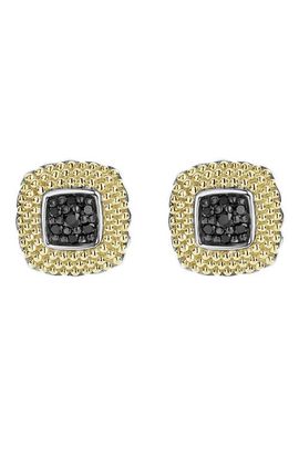 LAGOS Lagos 18K Yellow Gold & Sterling Silver Diamond Lux Black Diamond Square Stud Earrings - 0.17 ctw