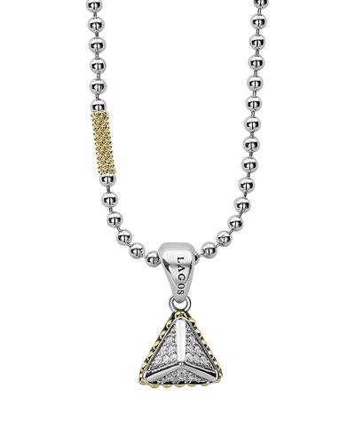 Lagos Lagos 18K Yellow Gold & Sterling Silver Diamond Pendant Necklace, 16-18