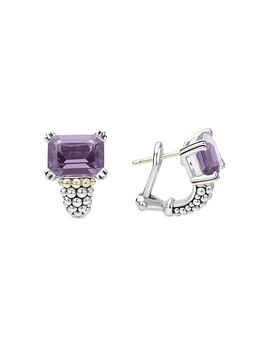 Lagos Lagos 18K Yellow Gold & Sterling Silver Glacier Amethyst Caviar Beaded Half Hoop Earrings